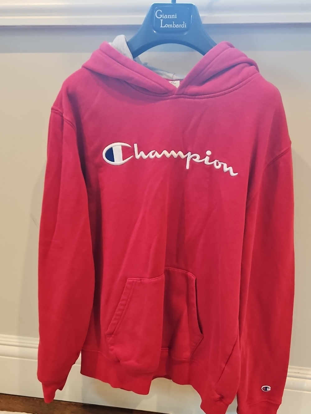 Champion Kid's Red Pullover V-Neck Sweater with Script Logo
